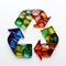 Multicolored Recycling Arrows Button Logo Recycle Symbol Environmental Glass Waste Rubbish Design Garbage Graphic