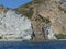 Multicolored rocks in the sea in the island of Ponza in Italy.