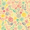 Multicolored seamless pattern with fashionable things.