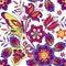 Multicolored seamless pattern with flowers and butterflies. Decorative ornament backdrop for fabric, textile, wrapping paper.