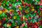 Multicolored sequins macro background