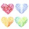 Multicolored set of watercolor heart. Spring or summer design for invitation and greeting cards