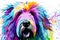 Multicolored shaggy sheep dog