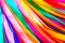 multicolored silk colored ribbons, close-up