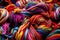 Multicolored skeins of yarn for embroidery as background