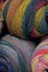Multicolored skeins of yarn for knitting. Background image.