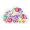 Multicolored social media icons gathered in the clouds Information concepts are online