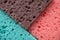 Multicolored sponges for washing dishes