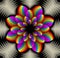 Multicolored star shape with spatial effect in fractal style, vector decorative design element. Floral abstract motif.