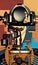 Multicolored steampunk cyborg with helmet, sketch style illustration, generative ai these depiction is fictitious and generated