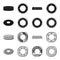 Multicolored swimming circle black,monochrome icons in set collection for design. Different lifebuoys vector symbol