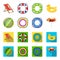 Multicolored swimming circle cartoon,flat icons in set collection for design. Different lifebuoys vector symbol stock