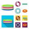 Multicolored swimming circle cartoon,flat icons in set collection for design. Different lifebuoys vector symbol stock