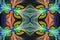 Multicolored Symmetrical flower pattern in stained-glass window style. Artwork for creative design, art and entertainment