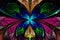 Multicolored symmetrical fractal pattern as flower or butterfly