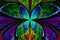 Multicolored symmetrical fractal pattern as flower or butterfly
