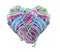 Multicolored tangled yarn heart shape