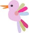 Multicolored textile bird children`s paper crafts, isolate on white background
