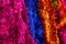 Multicolored tinsel garland Christmas decorations shiny palette