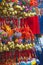 Multicolored tinsel on the shelves of the Chinese Bazaar in Singapore on the eve of the new year