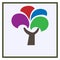 A multicolored tree. Ecology logo. Symbol of conservation of nature.