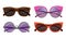 Multicolored Trendy Accessory. Sunglasses Vector Illustrated Set