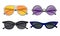 Multicolored Trendy Accessory. Sunglasses Vector Illustrated Set