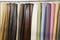 Multicolored trendy leather textures samples for furniture upholstery and interior design