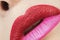 Multicolored trendy lip makeup