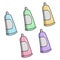 Multicolored tubes of paint, cosmetics, pastel shades, vector cartoon