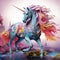 Multicolored Unicorn galloping. Dreem unicorn illustration