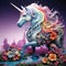 Multicolored Unicorn galloping. Dreem unicorn illustration