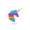 Multicolored unicorn icon with shadow