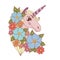 Multicolored Unicorn for nursery design and page