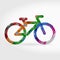 Multicolored Vector Bike or Bicycle Icon Made of Bicycle Chain Background