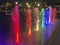 Multicolored Water Fountain Jets at Night