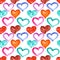 Multicolored watercolor hearts