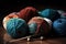 Multicolored yarn for knitting and needles, needlework and creativity concept, AI Generated