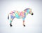 Multicolored zebra on white background.Creative and complex concept