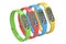 Multicolour activity trackers or fitness bracelets, 3D rendering