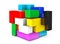 Multicolour cube brain teaser game
