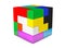 Multicolour cube brain teaser game