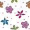 Multicolour doodle flower seamless pattern