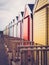 Multicoloured beach huts Norfolk coast detail