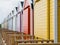 Multicoloured beach huts Norfolk coast detail