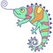 Multicoloured chameleon drawing illustration  vector