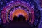 Multicoloured Christmas tunnel in Moscow