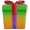 multicoloured gift box front view