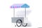 Multicoloured ice cream cart isolated on white background. 3d rendering.