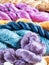 Multicoloured natural silks. Organic lao dyes, Luang Phabang